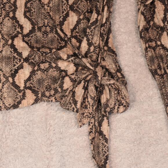 Wild Fable Sweater Wrap Womens XL Brown Snake Print V Neck Cropped Tie Waist - Picture 3 of 11